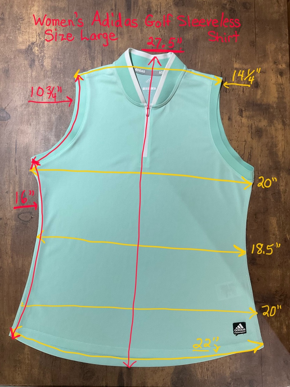 Adidas Women’s Large Sleeveless Golf Polo Top 1/4 Zip GUC - Picture 8 of 10